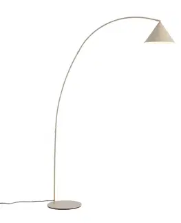 Stojace lampy Retro stojaca lampa béžová s bielym interiérom - Triangolo