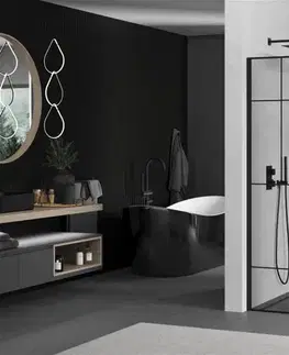Sprchové dvere MEXEN/S - KIOTO Sprchová zástena WALK-IN 100x200 cm 8 mm, čierna, čierny vzor 2 800-100-101-70-78