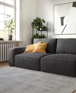 Veľké pohovky DELIFE Veľká pohovka Lanzo 230x95 cm mikrovlákno čierna