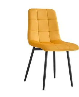 Jedálenské stoličky KONDELA Ramita Typ 3 jedálenská stolička žltá (Velvet) / čierna