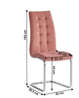 Jedálenské stoličky KONDELA Saloma New jedálenská stolička ružová (Velvet) / chróm