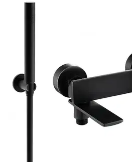 Kúpeľňové batérie MEXEN/S - Zero SET vaňová batéria s príslušenstvom R70, čierna 7113R70-70