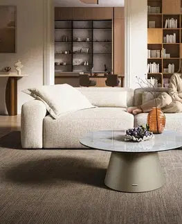 Konferenčné stolíky DELIFE Konferenčný stolík Edge okrúhly 90×90 cm keramika onyx perla Borna titánová farba