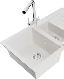 Kuchynské drezy MEXEN/S MEXEN/S - Matias granitový drez 1.5 s odkvapkávačom vrátane batérie Duero, biela 6502-20-671600-00