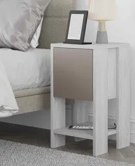 Nočné stolíky Nočný stolík AUGUR, antická biela / svetlá mocca