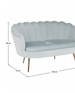 Pohovky a gauče KONDELA Noblin dvojsedačka sivomodrá (Velvet) / zlatá