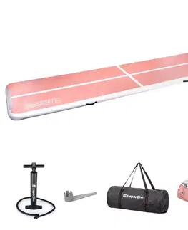 Žinenky Airtrack inSPORTline Airstunt 500x100x10 cm korálová ružová s ručnou pumpou