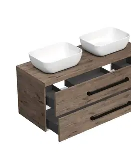 Kúpeľňový nábytok Kúpeľňová skrinka s čiernou úchytkou a krycou doskou SAT Cube Way 120x47,5x46 cm dub Wellington mat CUBE46C1203DW45 CUBE46C1203DW45
