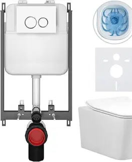 Záchody CERANO - Kompletný WC set Basic/Forte - biela lesklá - WC tlačidlo Dualo/Biela - na zamurovanie - 51x36 CER-8050BD86106