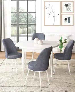 Jedálenské sety Dining Table & Chairs Set (5 Pieces) Tor - White, Fume