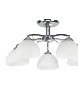 Stropná svetla Stropná lampa Filona Chrome 5X40 E27 Biele tienidlo