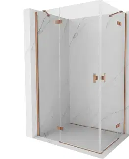 Sprchovacie kúty MEXEN/S - Mist H Duo sprchovací kút dvere krídlové 85 x 80, transparent, meď kartáčovaná 8A5-085L-080P-65-00