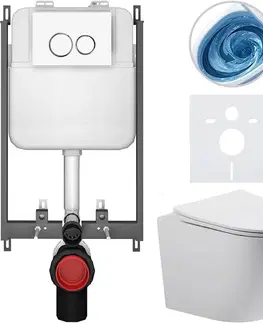 Záchody CERANO - Kompletný WC set Basic/Cesso - biela matná - WC tlačidlo Dualo/Biela - na zamurovanie - 49x36 CER-8050BD86151