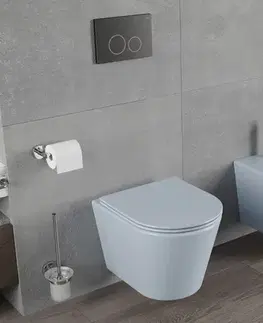 Záchody MEXEN - Rico Závesná WC misa Rimless vrátane sedátka s slow, Duroplast, šedomodrá mat 30724069