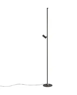 Stojace lampy Dizajnová stojaca lampa čierna s lampou na čítanie vrátane LED s dotykovým stmievačom - Throttle