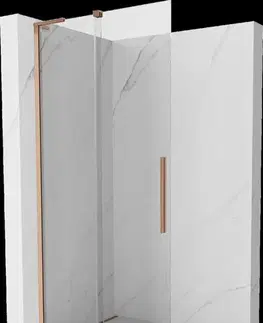 Sprchové dvere MEXEN/S - Velar L Sprchová zástena posuvná Walk-in 90 x 200, transparent 8 mm, meď kartáčovaná 871-090-003-03-65