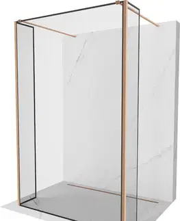 Sprchové dvere MEXEN/S - Kioto Sprchová zástena WALK-IN voľne stojaca 110 x 30 x 30, čierny vzor, meď kartáčovaná 800-110-030-222-65-70-030