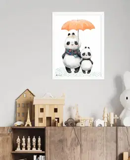 Obrazy do detskej izby Dve pandy s dáždnikom na stenu