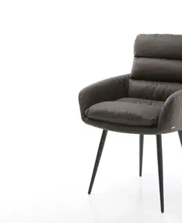 Jedálenské stoličky DELIFE Jedálenská stolička Abelia-Flex s opierkami mikrovlákno antracitová vintage 4-nohá zúžená čierna