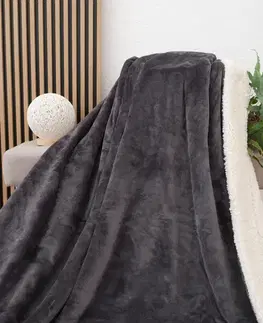 Deky MKLozkoviny.sk Baránková deka mikroplyš Exclusive 220 × 200 cm – Laura tmavo sivá