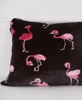 Dekoračné obliečky MKLozkoviny.sk Obliečka na vankúš mikroplyš 70 × 90 cm – Flamingos-  -
