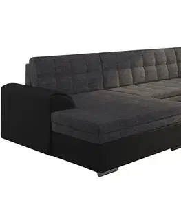 Sedacie súpravy NABBI Valver U L/P rohová sedačka u s rozkladom sivá (Sawana 05) / čierna (Soft 11)