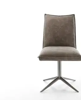 Jedálenské stoličky DELIFE Otočná jedálenská stolička Lelio-Flex mikrovlákno taupe vintage podstava grafit 360° otočná hojdacia funkcia vrecková pružina