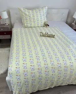 Detské obliečky Obliečky bavlnené detské Bear love TiaHome - 1x Vankúš 90x70cm, 1x Paplón 140x200cm