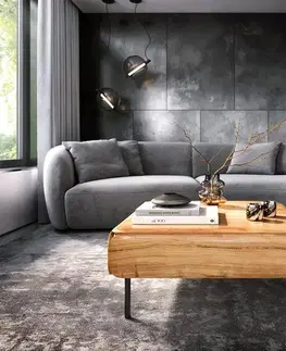 Konferenčné stolíky DELIFE Konferenčný stolík Shavani 90x90 cm akácia prírodná 2 zásuvky kov čierna
