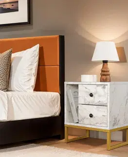Nočné stolíky Nočný stolík Glimmer - Fressia Marble, Gold