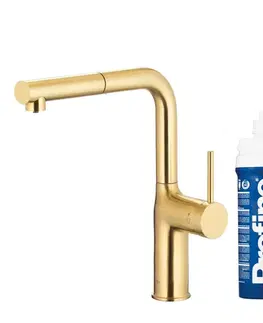 Kuchynské batérie KFA - Duero pure move pull-out, filtrujúca s otočnou výtokovou armatúrou, brúsené svetlé zlato + profine blue s 6623-423-39