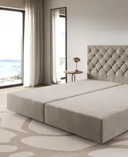 Postele Boxspring DELIFE Boxspring posteľ Dream-Great mikrovlákno béžová 200×200 cm