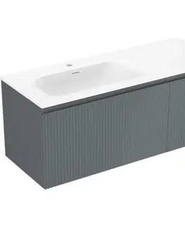 Kúpeľňový nábytok MEXEN/S - Rivel kúpeľňová skrinka 120 cm s umývadlom Vela ľavá, 1S, 1D, reliéf, grafit mat/biela mat 91A23-12047-3-BBFF66-W23L01