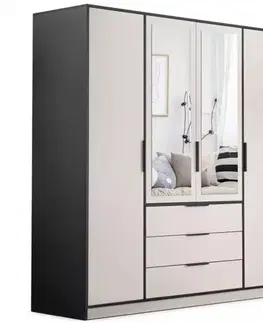 Šatníkové skrine ArtStol Šatníková skriňa LATI D4 | čierna/kašmír