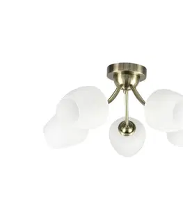 Svietidlá  Prisadený luster ZINA 5xE27/40W/230V mosadz/biela 35-22592
