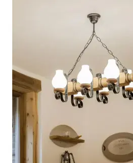 Svietidlá BRILAGI - Luster na reťazi RUSTIC 6xE14/40W/230V buk EX-01026