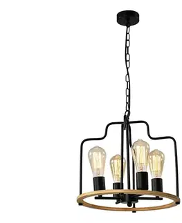 Svietidlá  Luster na reťazi DATUS 4xE27/40W/230V čierna/hnedá 34-29690