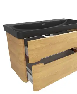 Kúpeľňový nábytok Kúpeľňová skrinka s umývadlom SAT Fusion 97,5x53x45 cm dub medový mat SATFUSION2100DMBKM SATFUSION2100DMBKM