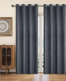 Závesy do spálne Záves na krúžkoch YC11933/200G/117/140x250 cm  sivý