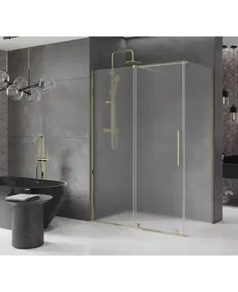Sprchovacie kúty MEXEN/S - Velár sprchovací kút, posuvné dvere 140 x 80, dekor, zlato 871-140-080-31-50
