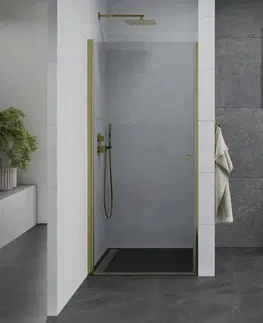 Sprchovacie kúty MEXEN - Pretoria sprchové dvere krídlové 70, transparent, zlatý sa stenovým profilom 852-070-000-50-00