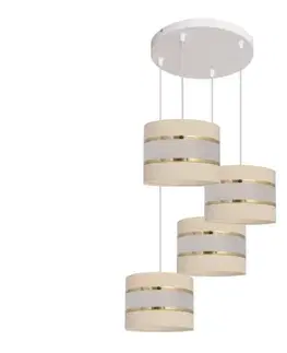 Svietidlá  Luster na lanku HELEN 4xE27/15W/230V krémová W-KD 0801/4 EC+GO+MAT