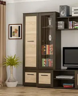 Obývacie steny NOKA elegantná obývacia stena, wenge, dub sonoma