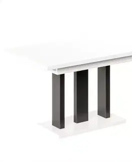 Jedálenské stoly Rozkladací stôl Appia Mat čierne nohy 130/210x80cm Biely lesk