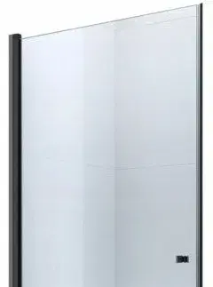Sprchovacie kúty MEXEN - Pretoria Sprchové dvere krídlové 80, transparent, čierna sa stenovým profilom 852-080-000-70-00