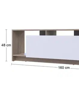 TV stolíky NABBI Ulfet U2 tv stolík dub sonoma / biela