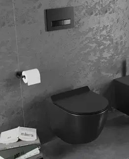 Záchody MEXEN/S - Lena Závesná WC misa vrátane sedátka s slow-slim, z duroplastu, čierna matná 30220185