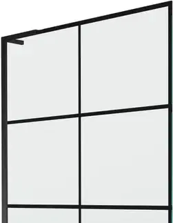 Sprchové dvere MEXEN/S - Next L vaňová zástena FIX 100 x 150, čierna vzor, čierna 895-100-000-03-77-70