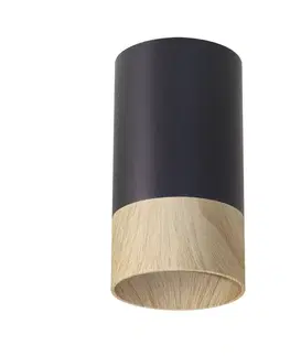 Stropná svetla STROPNÉ SVIETIDLO CONTI TUBE 1X15W GU10 5,5/10 ČIERNA+DREVENÁ