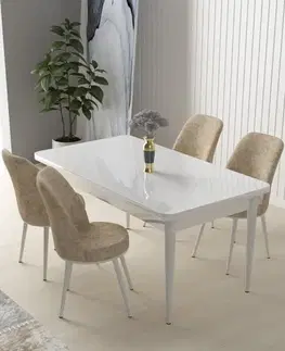 Jedálenské sety Dining Table & Chairs Set (5 Pieces) Nil - White, Cream
